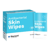 Reynard Antibacterial Skin Wipes - 20cm x 20cm - Box 50