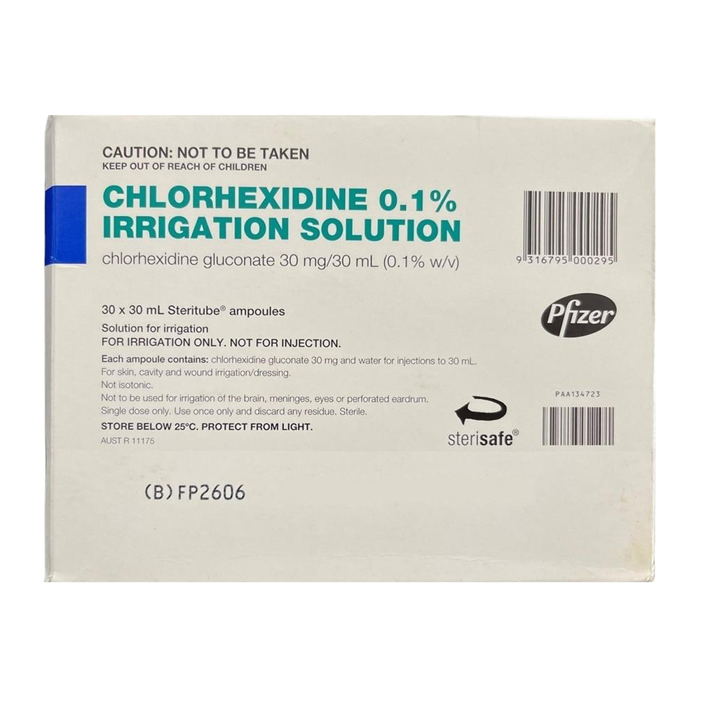 Chlorhexidine Irrigation 0.1 30ml Pfizer MEC The Medical