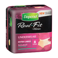 Depend Real Fit Regular Underwear for Women - XL Waist 122-162cm - 920ml - Nude - Pack 8