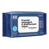 Reynard Premier Detergent & Hospital Grade Disinfectant Wipe - 33cm x 22cm - Pack 50