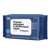 Reynard Premier Detergent & Disinfectant Wipes - 33cm x 22cm - Pack 100