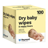 Reynard RHS305B Dry Baby Wipes - 33cm x 29cm - Box 100