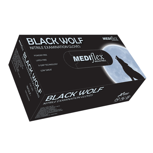 Black Wolf Powder Free Black Nitrile Gloves -Sml